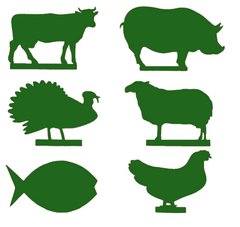 Пластиковий крейдяний цінник у формі тварин для м'ясної викладки коровка